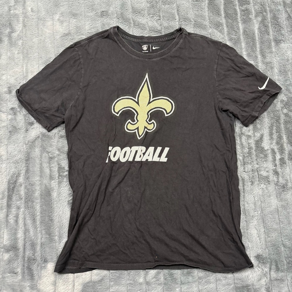Nike NFL New Orleans Saints Football T-Shirt Mens Large Black Athletic Cut L